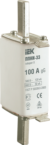 Плавкая вставка предохранителя ППНИ-33 габарит 0 100А IEK