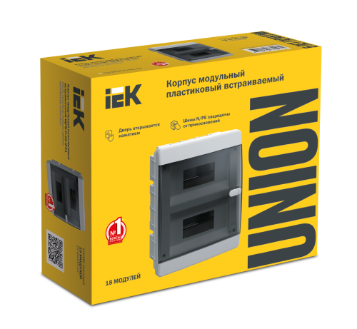 UNION Compact Корпус пластиковый ЩРВ-П-18 IP41 черная прозрачная дверь IEK фото 2