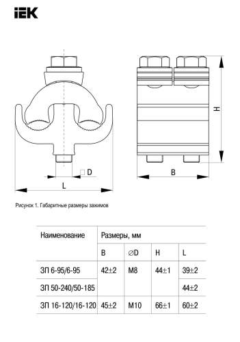Зажим Плашечный ЗП 50-240/50-185 (SL14.2) IEK UZP-11-S50-S240 фото 2 Зажим Плашечный ЗП 50-240/50-185 (SL14.2) IEK UZP-11-S50-S240 фото 2